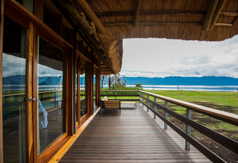 Luxury lodge deck overlooking Tanzania